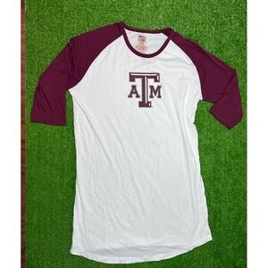 Y2K Texas A&M Shirt Dress XL Aggie 3/4 Sleeve Baseball Tee EUC Red Oak block T